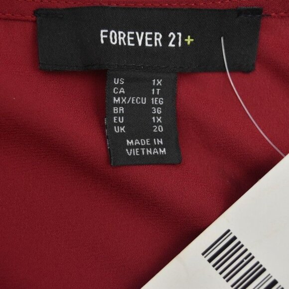 Forever 21 Plus Blouse Womens 1X Surplice Peplum Tie Front Long Sleeve - Picture 3 of 6